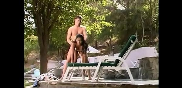  Strapping white fellow penetrates tiny Asian cutie pie Sabrine Maui in the canvas slung chair near the pool
